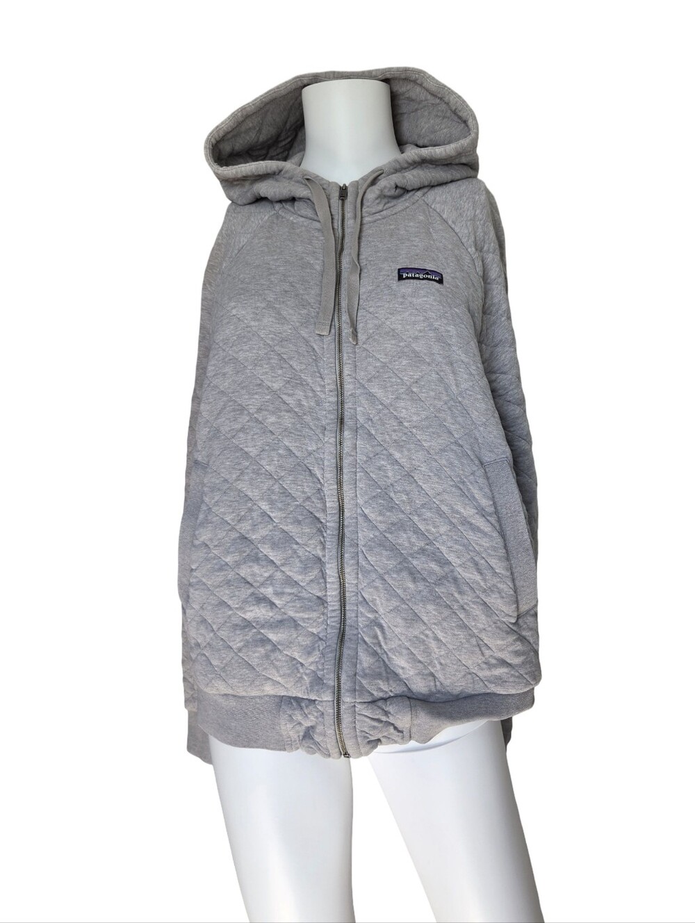 Patagonia Gray Hoodie Full Zip Quilted Organic Cotton Neutral Womens Size Medium
